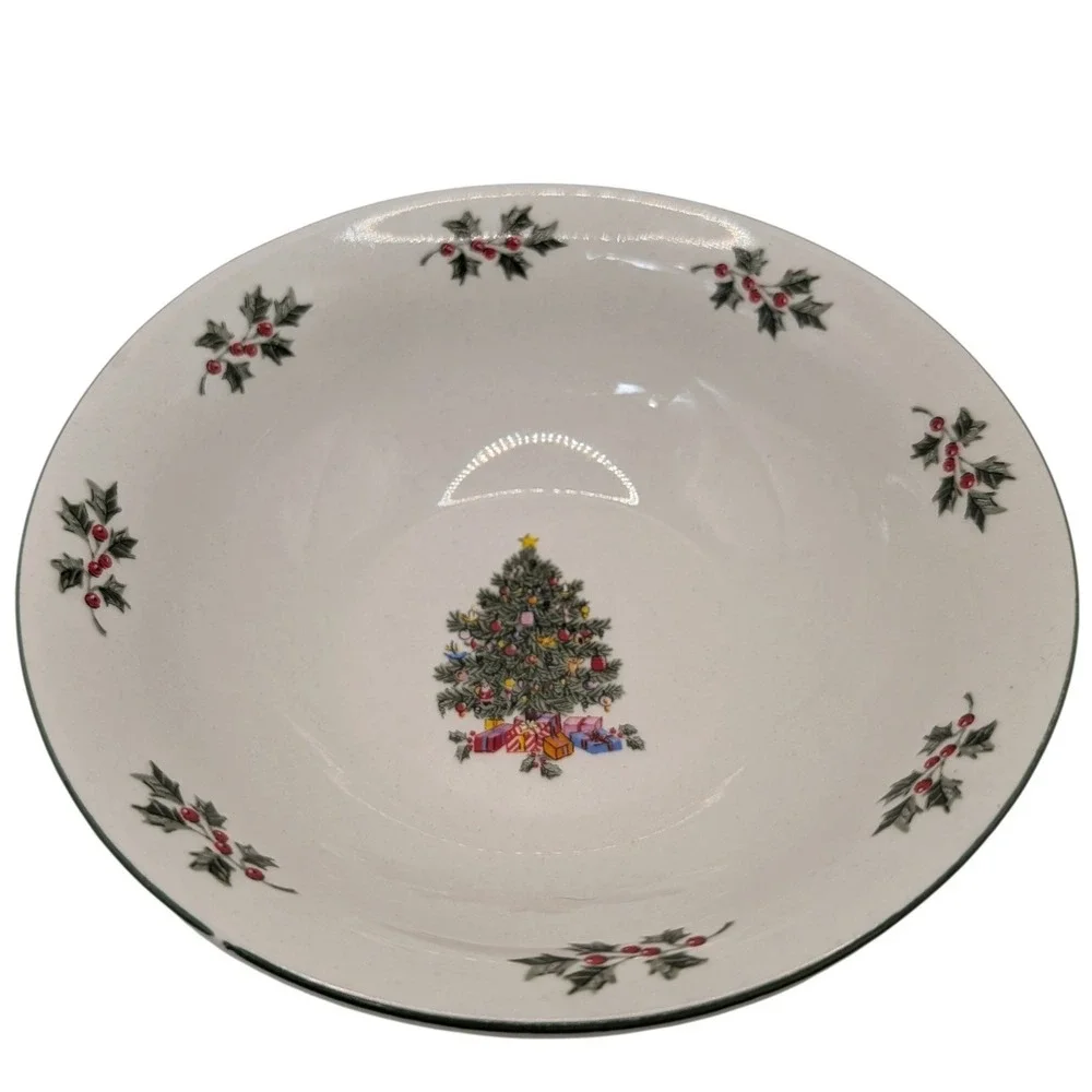 Gibson Noel Morning Soup Bowl Christmas Tree and Holly Holiday Vintage SEE